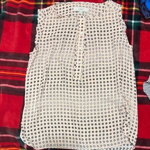 Ana Taylor LOFT Women's Sleeveless Polka Dot Blouse - Cream and Black small